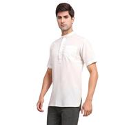 SKAVIJ Men's Cotton Tunic Casual Short Kurta Regular Fit (Large, White)