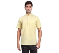 SKAVIJ Men's Cotton Tunic Casual Short Kurta Regular Fit Lemon_S