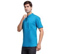 SKAVIJ Men's Cotton Tunic Casual Short Kurta Regular Fit (Medium, Turquoise)