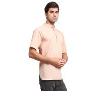 SKAVIJ Men's Cotton Tunic Casual Short Kurta Regular Fit Pink_M