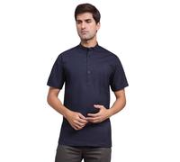 SKAVIJ Men's Cotton Tunic Casual Short Kurta Regular Fit (X-Large, Blue)