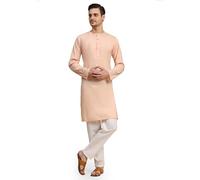 SKAVIJ Men's Pure Cotton Solid Kurta Pajama Set Round Neck Daily Wear Casual Yoga Dress (KP096pink_Pink_M)