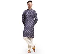 SKAVIJ Men's Viscose Rayon Embroidered Kurta Pajama Set Ethnic Motifs Thread Work Party Dress (KP126purple_Purple_XL)