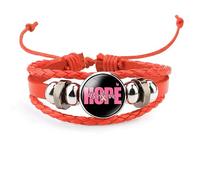 Skaworth Designs Breast Cancer Awareness Bracelet - Leather Colored Bracelet, Show Your Strength And Unity For All Women, Adjustable, Leather, Onyx