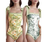SKAYS Reversible Floral Sexy One Piece Bathing Suit for Women One Piece Swimsuit Womens One Piece Swimsuits Womens Swimsuits, Green, 10-12