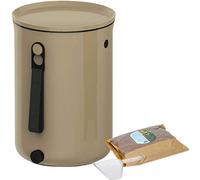 Skaza Bokashi Organko 2 | Organic Kitchen Waste Bin 9.6 Litres - Compost Bin for Kitchen Waste - with 1 kg EM Fermenting Activator (Cappuccino)