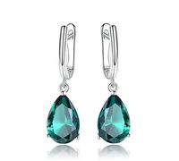 Skcess Green Funky Earrings for Women, Sterling Silver Stud Earrings Water Drop Green Created-Emerald Earrings Jewelry Gift for Women and Girls