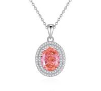 Skcess PT950 Platinum Oval Necklace for Women 3 ct Moissanite Pendant, 45cm