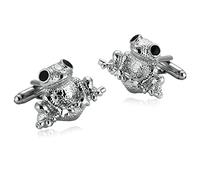Skcess Silver Black Men Cufflinks Set Stainless Steel Cufflink, Toad Frog Cufflinks for Men Unique Jewelry Gift for Men