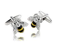 Skcess Silver Men's Cufflinks Stainless Steel Cufflink, Bee Cufflinks for Men Unique Jewelry Gift for Men