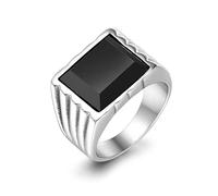Skcess Stainless Steel Rings for Men Gothic, Promise Ring Black Cubic Zirconia Wedding Band Him Size V 1/2