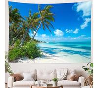 Skcess Tapestry Beach Sea Wall Hanging Tapestry Landscape Wall Towel Blue Sky Sun Tree Wall Tapestry Tapestry Large 240 x 220 cm