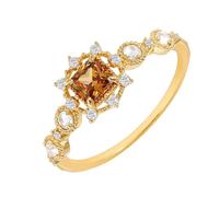 Skcess Women's 14K Gold Unique Engagement Rings 4-Prong Citrine, Size P 1/2