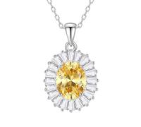 Skcess Women's 950 Platinum Luxurious Necklace 3 ct Citrine Pendant, 45cm