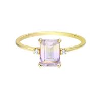 Skcess Women's Gold 18K 750 Wedding Band Rings 1.5 ct Amethyst, Size O 1/2