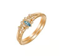 Skcess Women's Gold 375 9 Carat 2Pcs Promise Ring Band Topaz, Size O 1/2