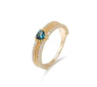 Skcess Women's Infinity 14 Carat Gold Wedding Ring Band Topaz, Size O 1/2