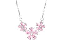 Skcess Women's White Gold 9K 375 Peach Blossom Necklace Pendant, 45cm
