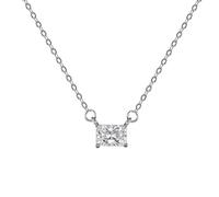 Skcess Women's White Gold Au375 Solitaire Necklace 1 ct Topaz Pendant, 45cm