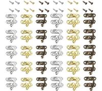 SKDFHOD 30 Pieces Antique Style Hook with Hook Closure, Vintage Lock Latch Right Locking Hook, Antique Vintage Lock Hooks for Small Wooden Jewellery Boxes