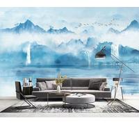 skdhlifpj Photography Wallpaper Blue Mountains 300cmx256cm Natural Scenery: Waterfall Ocean Flying Birds Kids Living Room Bedroom Wallpaper