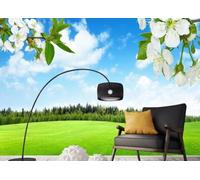 skdhlifpj Photography Wallpaper Blue Skies and White Clouds Scenery 250cmx175cm Green Grasslands Tropical Rainforest Flowers Kids Living Room Bedroom Wallpaper