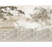 skdhlifpj Photography Wallpaper Chinese Architectural Landscapes 400cmx280cm 3D Mural Vintage Golden Houses Village Kids Living Room Bedroom Wallpaper