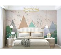skdhlifpj Photography Wallpaper Colourful Geometric Patterns 300cmx256cm 3D Mural Abstract Line Mountain Ranges with Birds in Flight Kids Living Room Bedroom Wallpaper