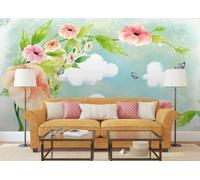 skdhlifpj Photography Wallpaper Ethereal Floral Arrangements 430cmx300cm Tropical Graffiti Pink Lily Flowers Leaves Kids Living Room Bedroom Wallpaper
