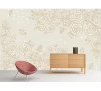skdhlifpj Photography Wallpaper Flowers 3D Mural European-Style Relief Pattern Rose Flowers and Butterflies 350cmx245cm Kids Living Room Bedroom Wood Effect Wallpaper