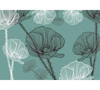 skdhlifpj Photography Wallpaper Flowers 3D Mural Modern Fresh Black and White Line Poppy and Rose Flowers 250cmx175cm Kids Living Room Bedroom Wood Effect Wallpaper