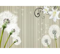 skdhlifpj Photography Wallpaper Geometric 3D Mural Minimalist Geometric Beige Line Dandelion Floral 430cmx300cm Kids Living Room Bedroom Wood Effect Wallpaper