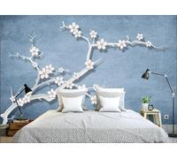 skdhlifpj Photography Wallpaper Gold 3D Mural Chinese-Style Golden Jewellery Plum Blossom Branches and Leaves Large Tree Background Wall 300cmx256cm Kids Living Room Bedroom Wood Effect Wallpaper