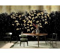skdhlifpj Photography Wallpaper Golden Flowers 400cmx280cm 3D Mural Impressionistic Landscape On Black Background Kids Living Room Bedroom Wallpaper