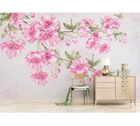 skdhlifpj Photography Wallpaper Japanese Cherry Blossoms 200cmx140cm Minimalist Watercolor Pink Cherry Blossom Flowers Kids Living Room Bedroom Wallpaper