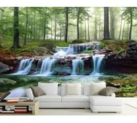 skdhlifpj Photography Wallpaper Misty Forest 200cmx140cm Waterfall Flowing Water Tropical Rainforest Scenery Kids Living Room Bedroom Wallpaper
