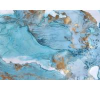 skdhlifpj Photography Wallpaper Misty Mountains and Clouds, Blue 150cmx105cm Abstract Ambience Splashed Ink Gilded Patterns Kids Living Room Bedroom Wallpaper