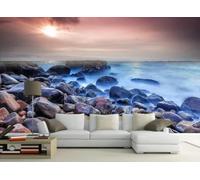 skdhlifpj Photography Wallpaper Natural Scenery 3D Mural Pebble Cloud Sea Beach Beautiful Scenery 400cmx280cm Kids Living Room Bedroom Wood Effect Wallpaper