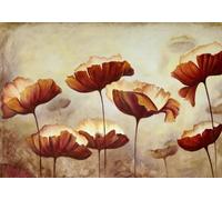 skdhlifpj Photography Wallpaper Red Flowers 400cmx280cm 3D Mural Retro Abstract Lotus Blossoms and Leaves Kids Living Room Bedroom Wallpaper
