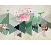skdhlifpj Photography Wallpaper Retro 3D Mural Minimalist Retro Geometric Triangle Pattern Red Flying Bird 300cmx256cm Kids Living Room Bedroom Wood Effect Wallpaper