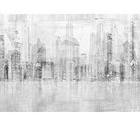 skdhlifpj Photography Wallpaper Urban Landscapes 350cmx245cm 3D Mural Retro Abstract Black-and-White Skyscrapers Kids Living Room Bedroom Wallpaper