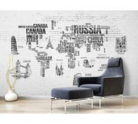 skdhlifpj Photography Wallpaper World Map 250cmx175cm White Brick Wall Abstract Travel Scenery Kids Living Room Bedroom Wallpaper
