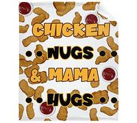 skdjowu Chicken Nugs & Mama Hugs Nuggets Ulta Soft Fleece Flannel Blankets Birthday Halloween Throw Blanket Bedding Outdoor Cover for Picnic Couch 50"x40" Throw Kids