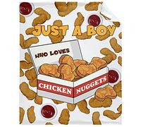 skdjowu Just A Boy Who Loves Chicken Nuggets Cartoon Box Ulta Soft Fleece Flannel Blankets Birthday Halloween Throw Blanket Bedding Outdoor Cover for Picnic Couch 60"x50" Twin Teens