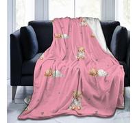 skdjowu Seamless Pattern with Teddy Bears (Pink) Throw Blanket Ultra Soft Warm All Season Decorative Fleece Blankets for Bed Chair Car Sofa Couch Bedroom 60"X50"