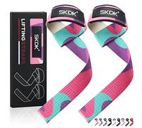 SKDK Cotton Hard Pull Wrist Lifting Straps Grips Band-Deadlift Straps with Neoprene Cushioned Wrist Padded and Anti-Skid Silicone - for Weightlifting, Bodybuilding, Xfit, Strength Training