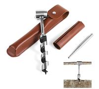 Skdqiee 1 x 10 Inches Hand Auger Drill Set, Scotch Eye Wood Drill, Hand Auger Wrench Spiral Drill, Manual Hole Maker for Woodworking, Setter Wrench and Bushcraft Survival Tool for Camping Hiking