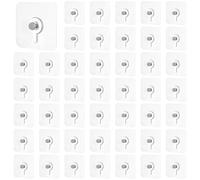 Skdqiee 100 PCS Self Adhesive Picture Hooks, Transparent Wall Stickers up to 22 Lbs Load, Heavy Duty Stick On Hangers for Frames Clocks Wall Decoration, No Drilling Required