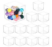 Skdqiee 12 Pcs Clear Acrylic Boxes, Small Clear Boxes with Lids, 7.5×7.5×7.5cm Plastic Square Cube, Square Display Box, Clear Container Boxes for Candy Pill Earring Jewelry Tiny Beads