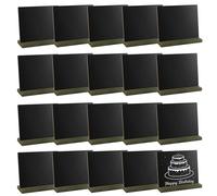 Skdqiee 20 Pcs Mini Chalkboard Signs, Double Sided Blackboard with Wooden Base, 5.8 x 4.7 in Table Number Chalk Board for Weddings, Parties, Food Signs, Place Cards & Coffee Shop